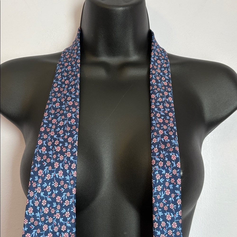 Burma Bibas Made in Italy Silk Blue Pink Floral Necktie Tie - Picture 3 of 13